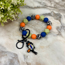 Load image into Gallery viewer, Silicone Bracelet Keychain - Halloween - Gnome Witch Green Orange Blue
