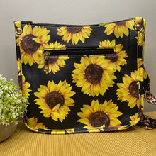 Load image into Gallery viewer, Audrey Crossbody Purse - Sunflowers on Black
