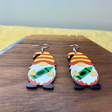 Load image into Gallery viewer, Wooden Dangle Earrings - Teacher Gnome Crayon
