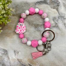 Load image into Gallery viewer, Silicone Bracelet Keychain with Tassel - Cow - Pink
