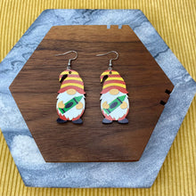 Load image into Gallery viewer, Wooden Dangle Earrings - Teacher Gnome Crayon
