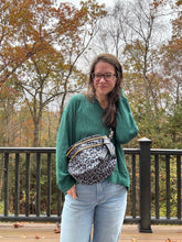 Load image into Gallery viewer, The Roni Nylon Crossbody - Animal Print Grey with Black
