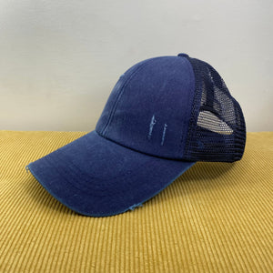 Hat - Criss Cross Ponytail - Navy