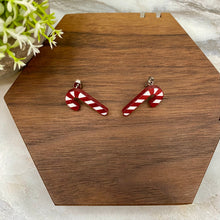 Load image into Gallery viewer, Acrylic Stud Earrings - Christmas - Candy Cane
