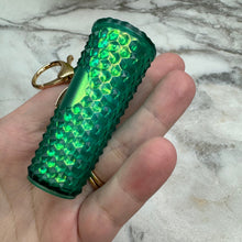 Load image into Gallery viewer, Keychain - Studded Tumbler - Green Holographic
