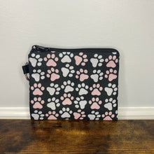 Load image into Gallery viewer, Mini Pouch - Coral And Light Blue Paws
