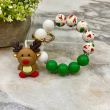 Load image into Gallery viewer, Silicone Bracelet Keychain - Christmas Winter - Reindeer
