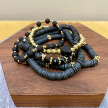 Load image into Gallery viewer, Bracelet Pack - Clay &amp; Gold Bead - Black
