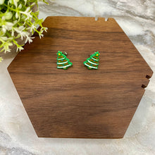 Load image into Gallery viewer, Acrylic Stud Earrings - Christmas - Decorated Tree
