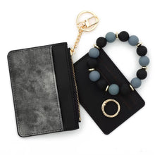Load image into Gallery viewer, Denim Suede Bracelet Keychain &amp; Card Holder Wallet
