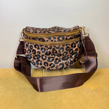 Load image into Gallery viewer, The Roni Nylon Crossbody - Black &amp; Caramel Animal Print

