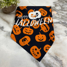 Load image into Gallery viewer, Dog Bandana - Halloween - Silly Pumpkin Faces
