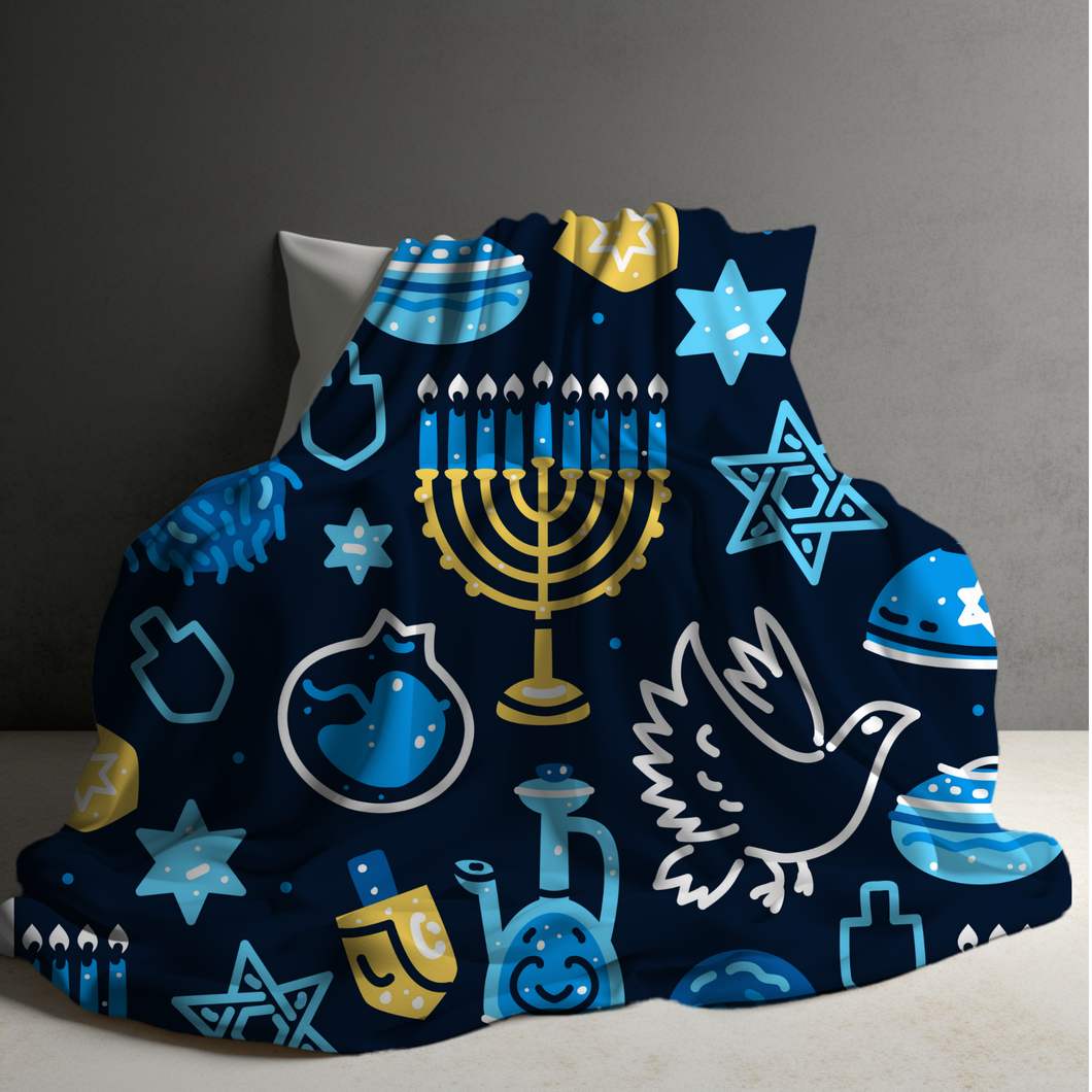 Blanket - Navy Hanukkah Holiday - PREORDER