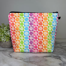Load image into Gallery viewer, Pouch XL - Floral Rainbow Checker
