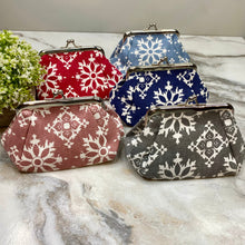 Load image into Gallery viewer, Clamshell Coin Purse Wallet - Snowflake
