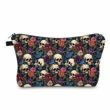 Load image into Gallery viewer, Pouch - Halloween Fall - Skull Floral Purple Blue Maroon
