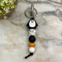 Load image into Gallery viewer, Keychain - Silicone Bead - Black Penguin
