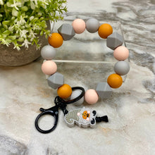 Load image into Gallery viewer, Silicone Bracelet Keychain - Halloween - Gnome Pumpkin Orange Grey
