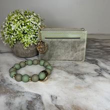 Load image into Gallery viewer, Denim Suede Bracelet Keychain &amp; Card Holder Wallet

