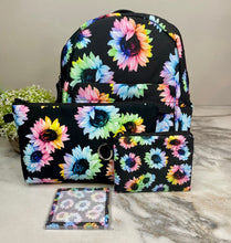 Load image into Gallery viewer, Mini Backpack, Pouch, &amp; Mini Pouch Bundled Set - Rainbow Sunflower
