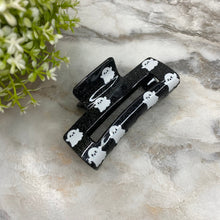 Load image into Gallery viewer, Hair Clip - Black Glitter with Ghosts Halloween
