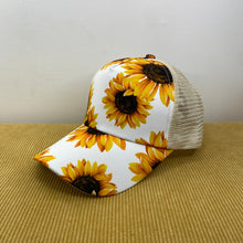 Load image into Gallery viewer, Hat - Ponytail - White Sunflower
