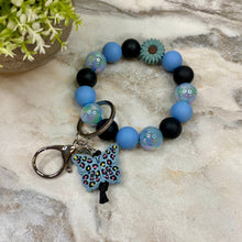 Load image into Gallery viewer, Silicone Bracelet Keychain - Blue Butterfly
