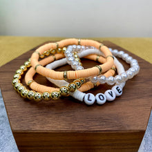 Load image into Gallery viewer, Bracelet Pack - Clay &amp; Gold Bead - Love
