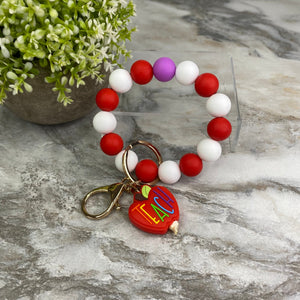 Silicone Bracelet Keychain - Teach, Red