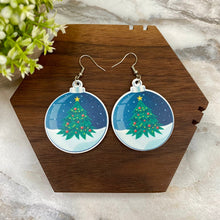 Load image into Gallery viewer, Wooden Dangle Earrings - Holiday Christmas - Tree Ornament
