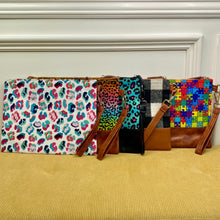 Load image into Gallery viewer, Clutch - Oversized Canvas &amp; Faux Leather - Pink Blue Black Leopard
