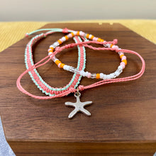 Load image into Gallery viewer, Bracelet Pack - Adjustable String &amp; Bead Coral Starfish
