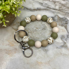 Load image into Gallery viewer, Silicone Bracelet Keychain - Olive Leaves
