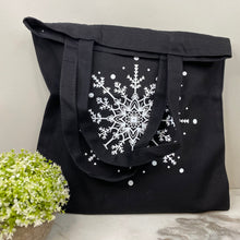 Load image into Gallery viewer, Tote Bag - Christmas - Snowflake on Black
