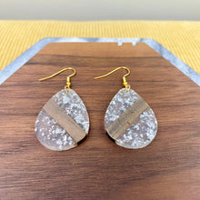 Load image into Gallery viewer, Dangle Earring - Wood &amp; Acrylic - Clear Silver Glitter &amp; Wood
