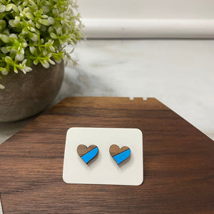 Wooden Stud Earrings - Heart