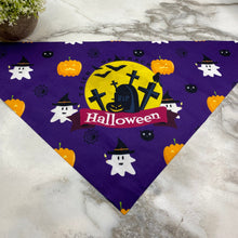 Load image into Gallery viewer, Dog Bandana - Halloween - Moon Graveyard
