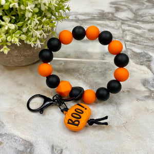 Silicone Bracelet Keychain - Halloween - Pumpkin Boo