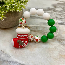 Load image into Gallery viewer, Silicone Bracelet Keychain - Christmas Winter - Stocking Gingerbread Man
