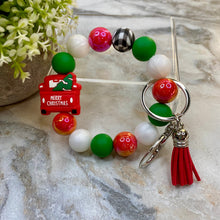 Load image into Gallery viewer, Silicone Bracelet Keychain with Tassel - Christmas - Truck
