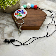 Load image into Gallery viewer, Break-Away Necklace Lanyard with Keychain Clasp - Silicone Bead - Teacher
