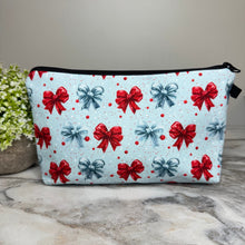 Load image into Gallery viewer, Pouch - Christmas - Blue Red Bow
