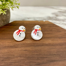 Load image into Gallery viewer, Acrylic Stud Earrings - Christmas - Snowman Marble
