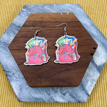 Load image into Gallery viewer, Wooden Dangle Earrings - Teacher - Backpack
