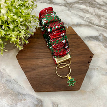 Load image into Gallery viewer, Scrunchie Bracelet Keychain - Christmas - Red Green Tree
