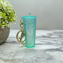 Load image into Gallery viewer, Keychain - Studded Tumbler - Aqua Mermaid
