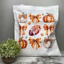 Load image into Gallery viewer, Tote Bag - Halloween - Football Bow Pumpkin
