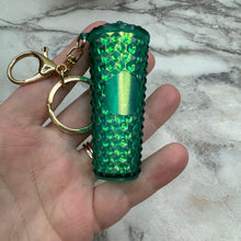 Load image into Gallery viewer, Keychain - Studded Tumbler - Green Holographic
