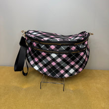 Load image into Gallery viewer, The Roni Nylon Crossbody - Black Pink Plaid
