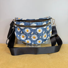 Load image into Gallery viewer, The Roni Nylon Crossbody - Blue Gingham Daisy Floral
